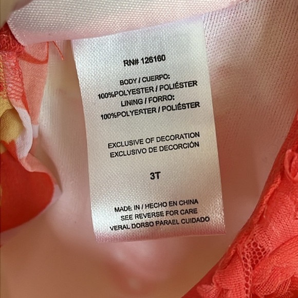 Brand New Little Lass 2-Piece Set Orange & Yellow Floral Mesh Top Ruffle Skirt - Picture 14 of 15